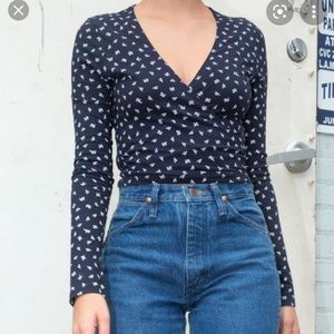 Brandy Melville Navy Coco Wrap Top